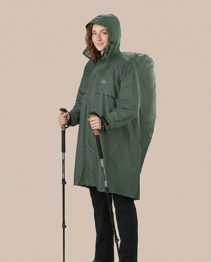 Rain Stop Women's Poncho with Integrated Backpack Cover