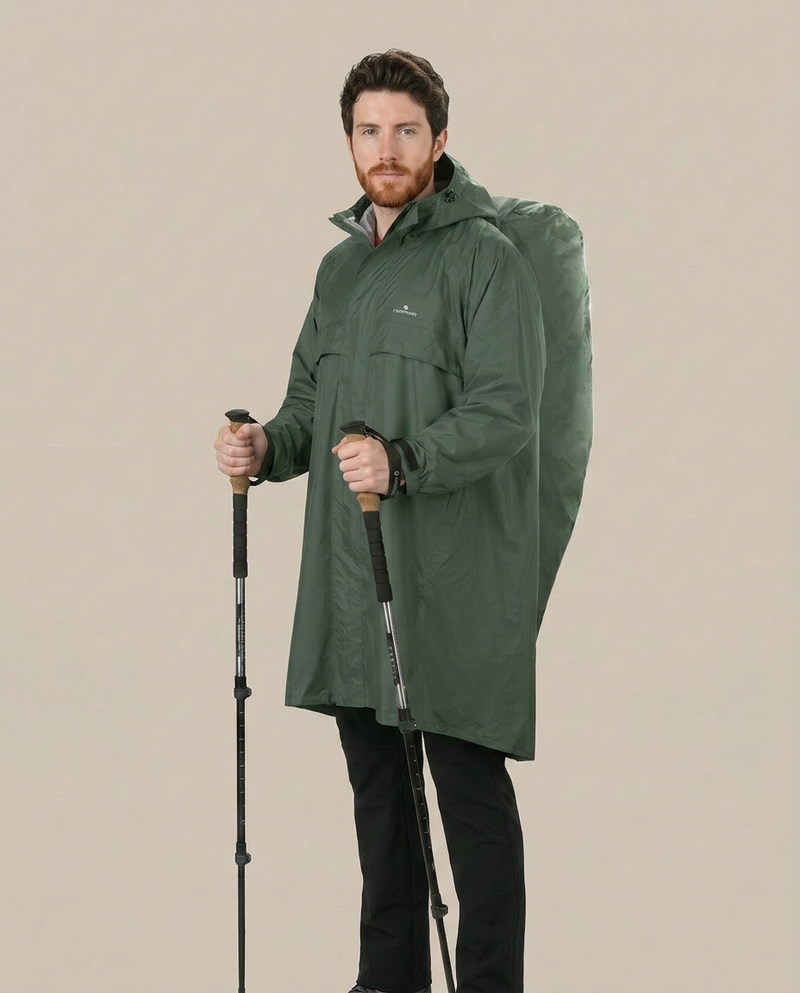 Rain Stop Men's Poncho with Integrated Backpack Cover